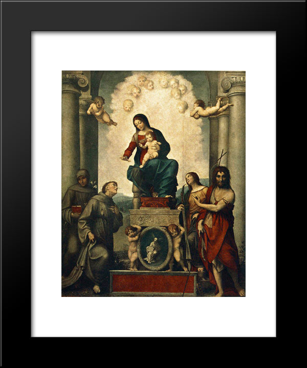 Madonna With St. Francis 20x24 Black Modern Wood Framed Art Print Poster by Correggio