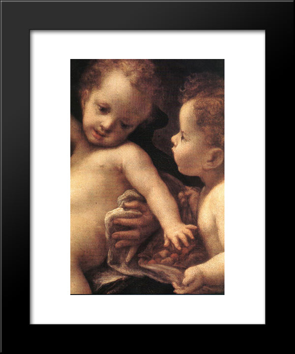 Virgin And Child With An Angel (Detail) 20x24 Black Modern Wood Framed Art Print Poster by Correggio