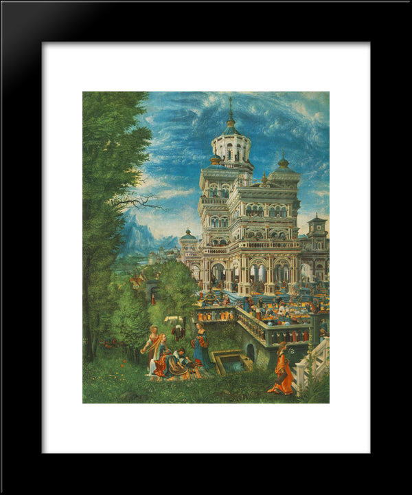 Susanna In The Bath And The Stoning Of The Elders 20x24 Black Modern Wood Framed Art Print Poster by van Alsloot, Denys