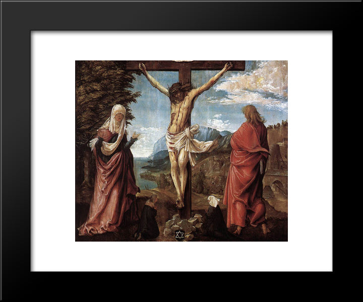 Christ On The Cross Between Mary And St. John 20x24 Black Modern Wood Framed Art Print Poster by van Alsloot, Denys