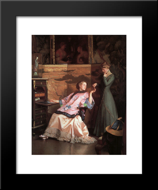 The New Necklace 20x24 Black Modern Wood Framed Art Print Poster by Paxton, William McGregor