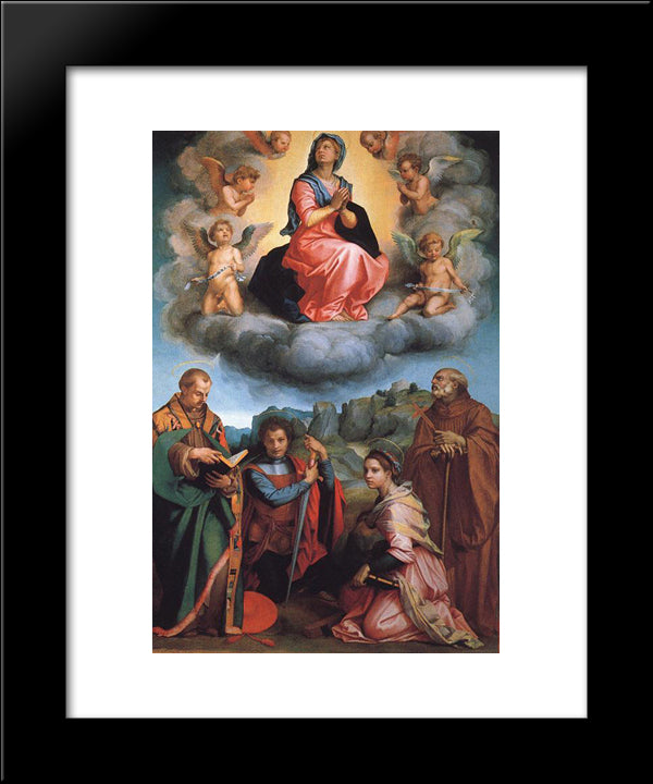 Virgin With Four Saints 20x24 Black Modern Wood Framed Art Print Poster by Sarto, Andrea del