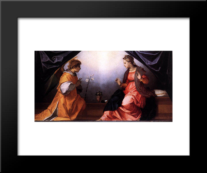Annunciation 20x24 Black Modern Wood Framed Art Print Poster by Sarto, Andrea del