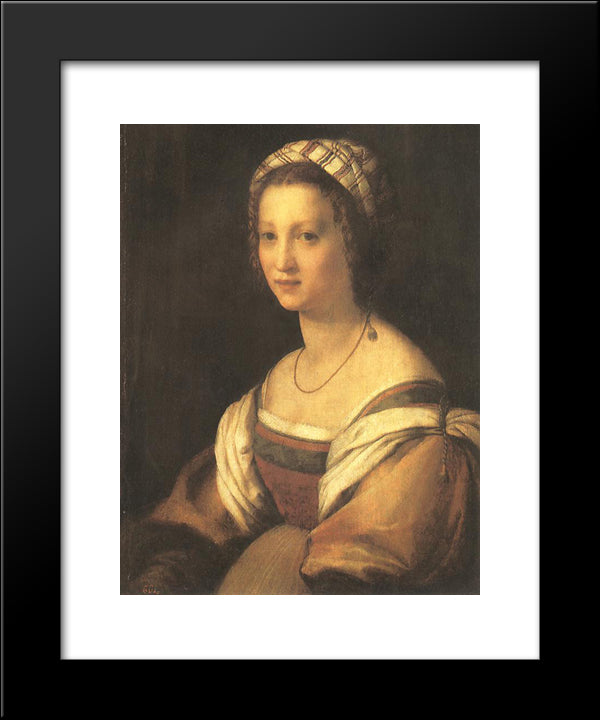 Portrait Of The Artist'S Wife 20x24 Black Modern Wood Framed Art Print Poster by Sarto, Andrea del