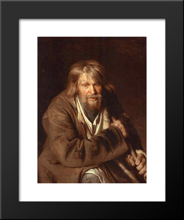 Portrait Of An Old Peasant (Study) 20x24 Black Modern Wood Framed Art Print Poster by Kramskoi, Ivan Nikolaevich