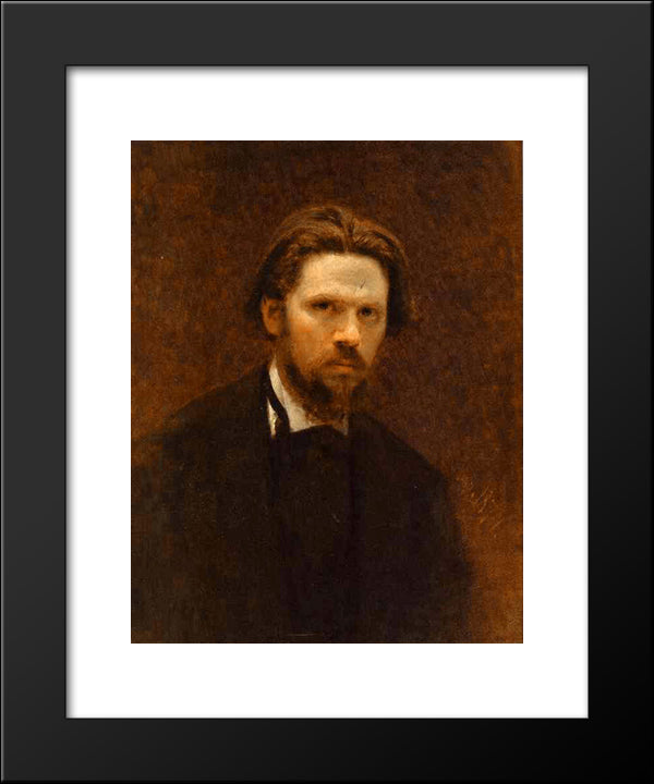Self'Portrait 20x24 Black Modern Wood Framed Art Print Poster by Kramskoi, Ivan Nikolaevich