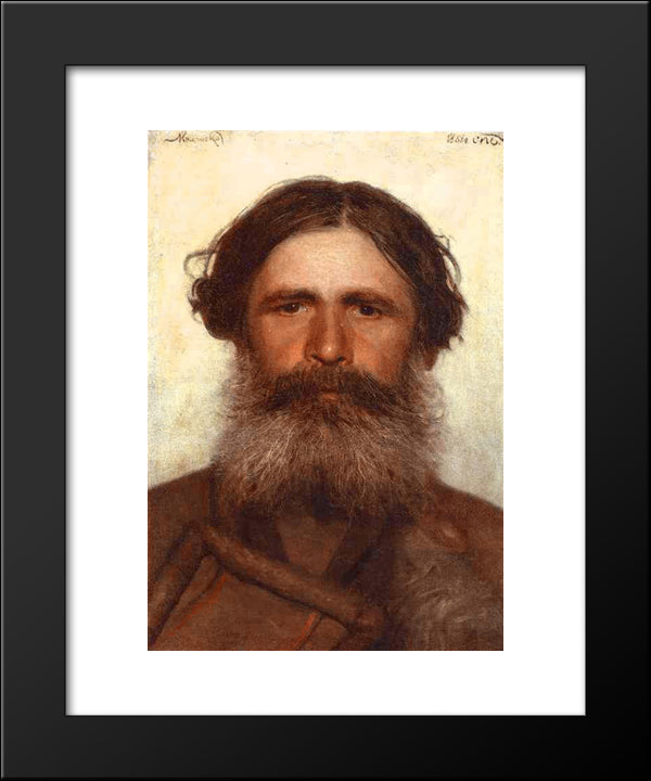 The Portrait Of A Peasant 20x24 Black Modern Wood Framed Art Print Poster by Kramskoi, Ivan Nikolaevich