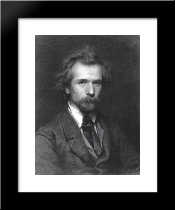 Portrait Of The Artist Paval Shestakova 20x24 Black Modern Wood Framed Art Print Poster by Kramskoi, Ivan Nikolaevich