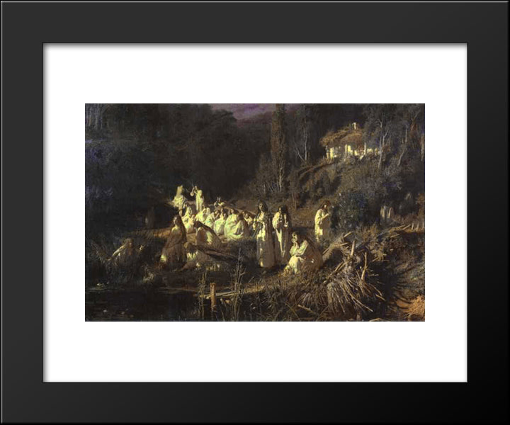 Mermaids 20x24 Black Modern Wood Framed Art Print Poster by Kramskoi, Ivan Nikolaevich