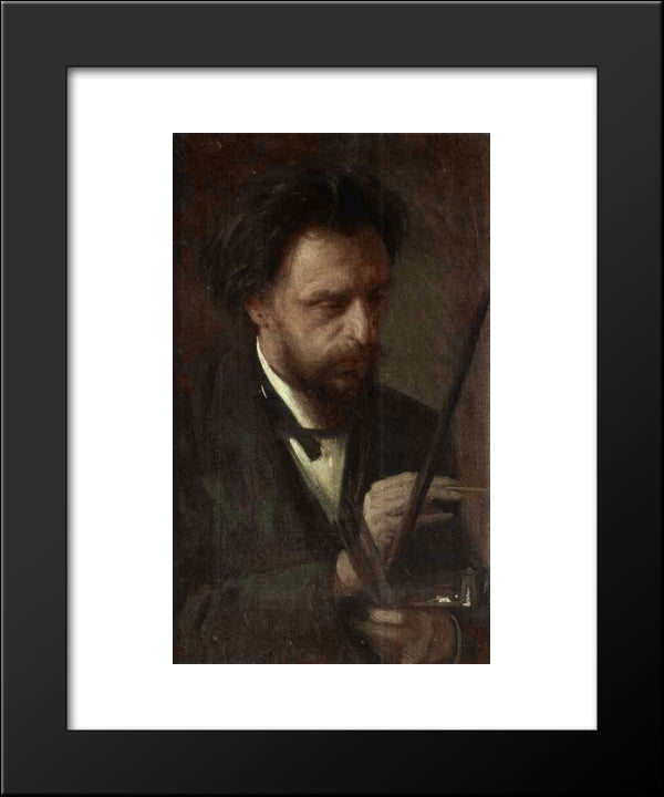Portrait Of The Artist Grigory Myasoyedov 20x24 Black Modern Wood Framed Art Print Poster by Kramskoi, Ivan Nikolaevich