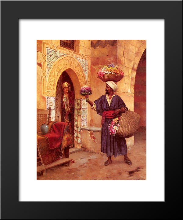 Le Marchand De Fleurs 20x24 Black Modern Wood Framed Art Print Poster by Ernst, Rudolf