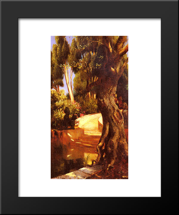 The Staircase Under The Trees 20x24 Black Modern Wood Framed Art Print Poster by Ernst, Rudolf