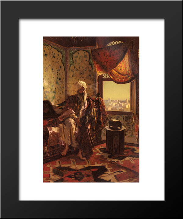 Smoking The Hookah 20x24 Black Modern Wood Framed Art Print Poster by Ernst, Rudolf