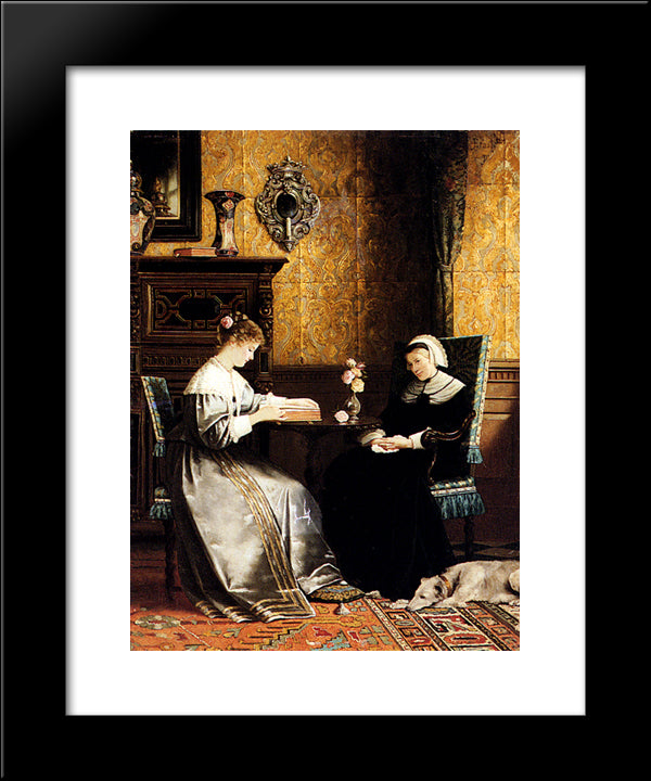 Reading A Book 20x24 Black Modern Wood Framed Art Print Poster by Ernst, Rudolf