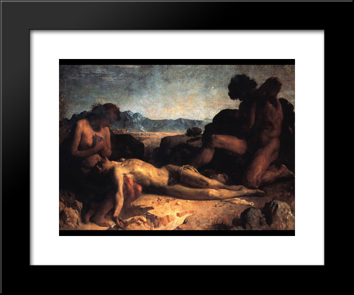 The First Mourning 20x24 Black Modern Wood Framed Art Print Poster by Bonnat, Leon