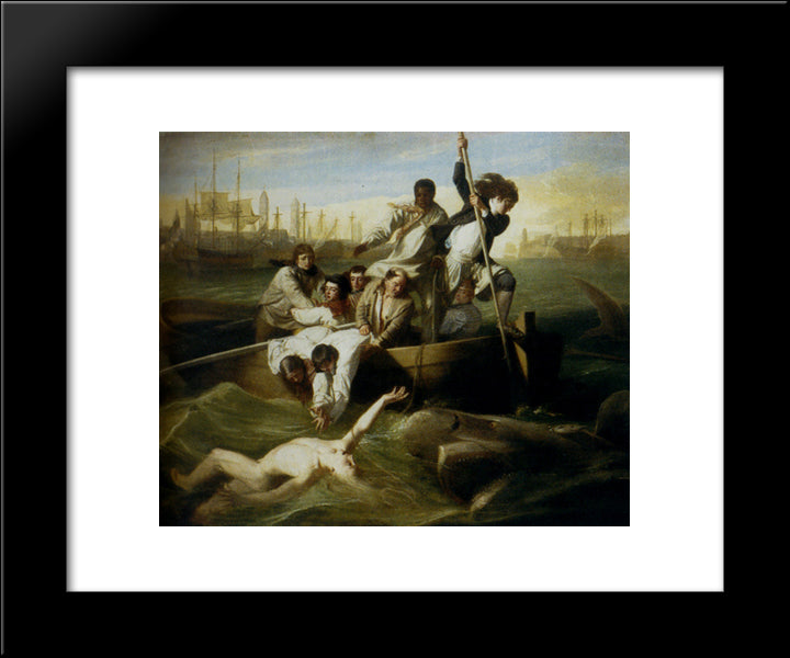 Brook Watson And The Shark 20x24 Black Modern Wood Framed Art Print Poster by Copley, John Singleton