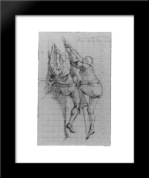 Study For 'The Siege Of Gibraltar': Figures Scaling Floating Battery; Cannon 20x24 Black Modern Wood Framed Art Print Poster by Copley, John Singleton