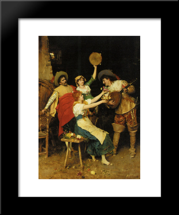 Flowers For Music 20x24 Black Modern Wood Framed Art Print Poster by Andreotti, Federico