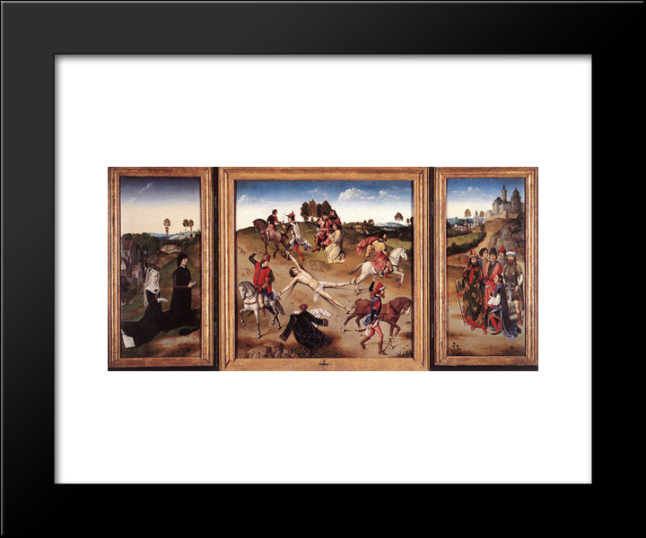 St Hippolyte Triptych 20x24 Black Modern Wood Framed Art Print Poster by Bouts, Dirck