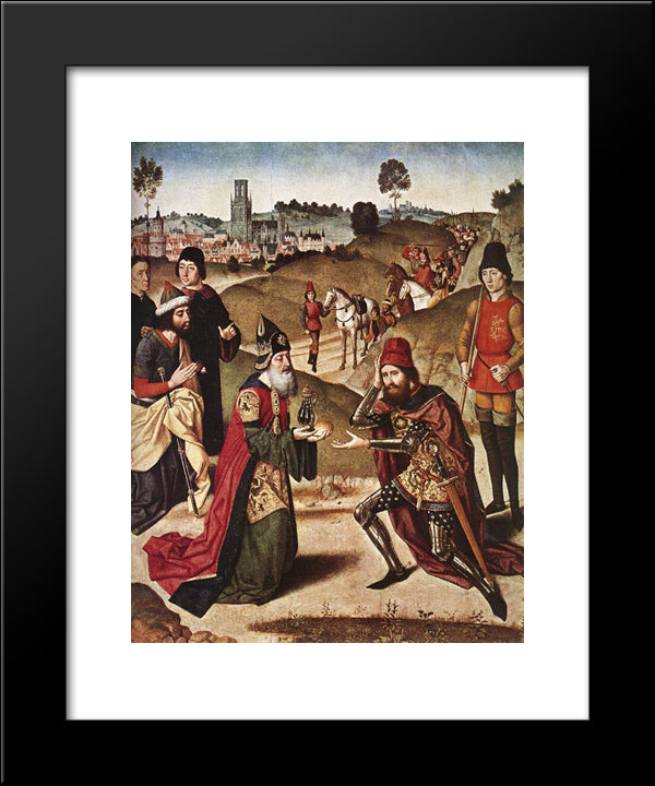 The Meeting Of Abraham And Melchizedek 20x24 Black Modern Wood Framed Art Print Poster by Bouts, Dirck