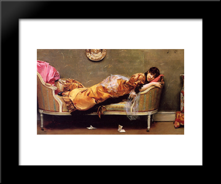 The Letter 20x24 Black Modern Wood Framed Art Print Poster by Stewart, Julius LeBlanc