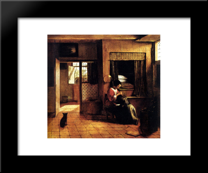 The Mother 20x24 Black Modern Wood Framed Art Print Poster by Hooch, Pieter de
