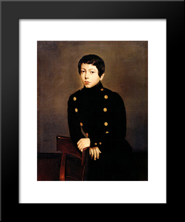 Portrait Of Ernest Chasseriau, The Painter'S Brother In The Uniform Of The Ecole Navale In Brest About The Age Of 13 20x24 Black Modern Wood Framed Art Print Poster by Chasseriau, Theodore