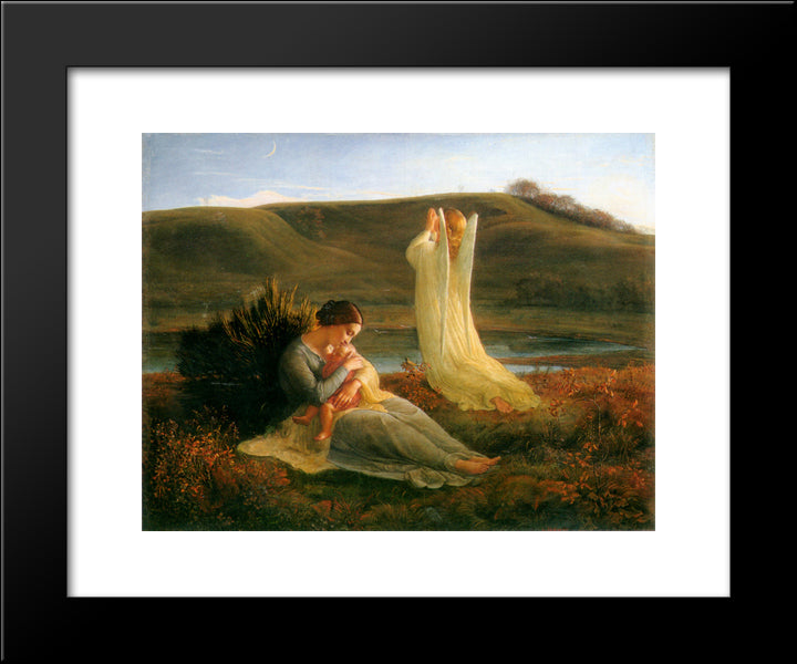 Le Poeme De L'Ame ' L'Ange Et La Mere 20x24 Black Modern Wood Framed Art Print Poster by Janmot, Anne Francois Louis