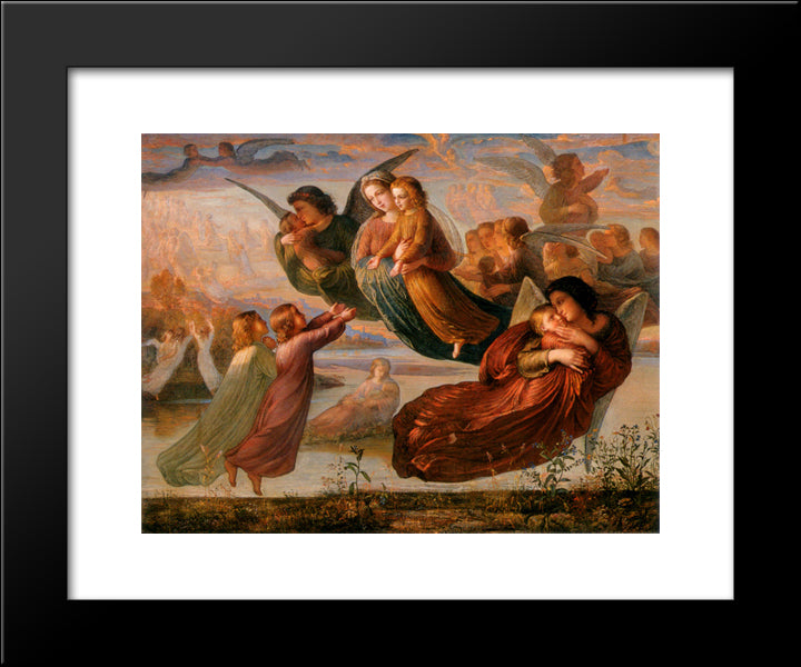 Le Poeme De L'Ame ' Souvenirs Du Ciel 20x24 Black Modern Wood Framed Art Print Poster by Janmot, Anne Francois Louis