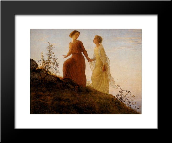 Le Poeme De L'Ame ' Sur La Montagne 20x24 Black Modern Wood Framed Art Print Poster by Janmot, Anne Francois Louis