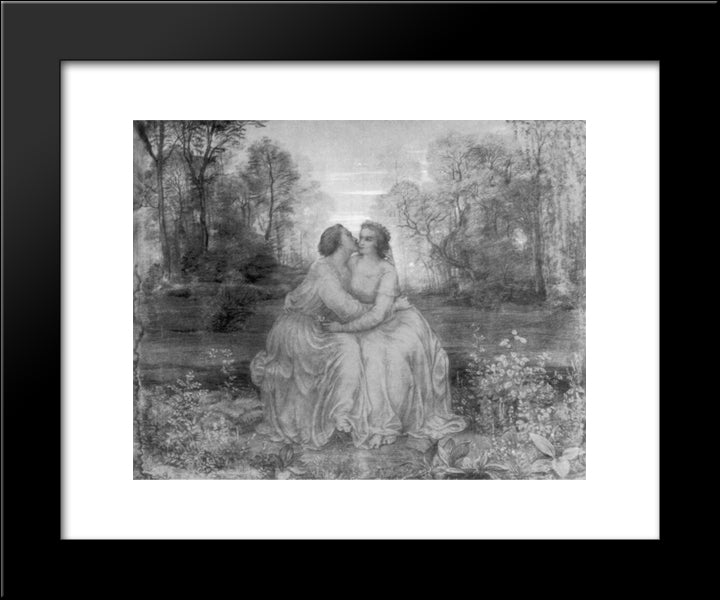 Le Poeme De L'Ame ' Amour 20x24 Black Modern Wood Framed Art Print Poster by Janmot, Anne Francois Louis