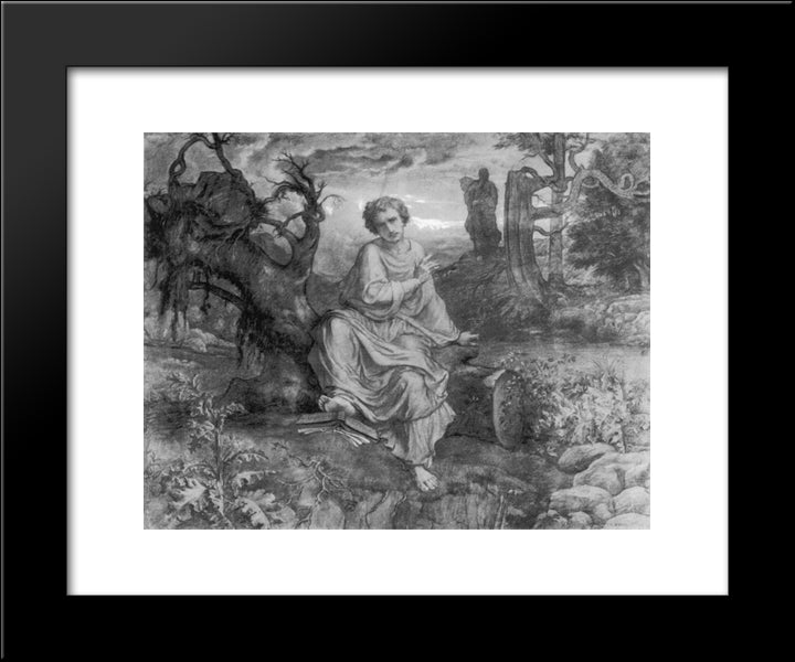 Le Poeme De L'Ame ' Sans Dieu 20x24 Black Modern Wood Framed Art Print Poster by Janmot, Anne Francois Louis