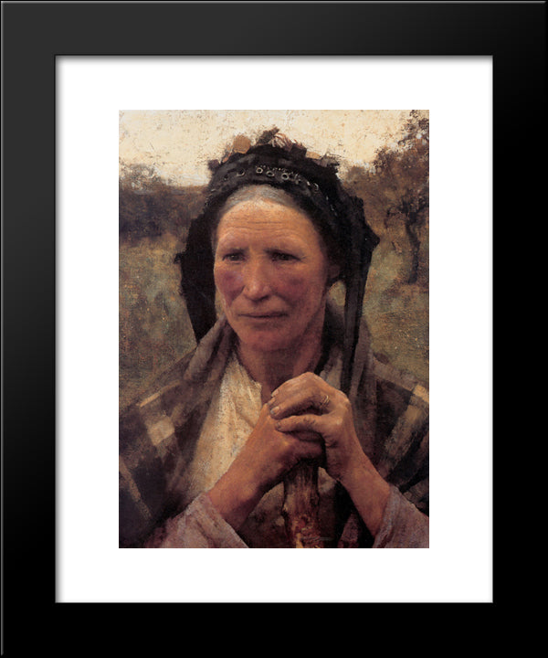 Head Of A Peasant Woman 20x24 Black Modern Wood Framed Art Print Poster by Clausen, Sir George