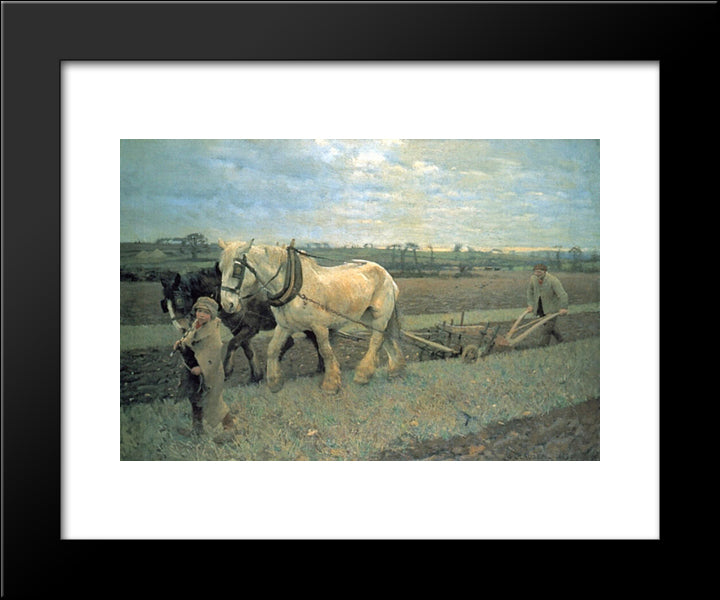 Ploughing 20x24 Black Modern Wood Framed Art Print Poster by Clausen, Sir George