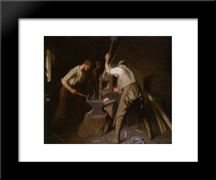 Our Blacksmith 20x24 Black Modern Wood Framed Art Print Poster by Clausen, Sir George