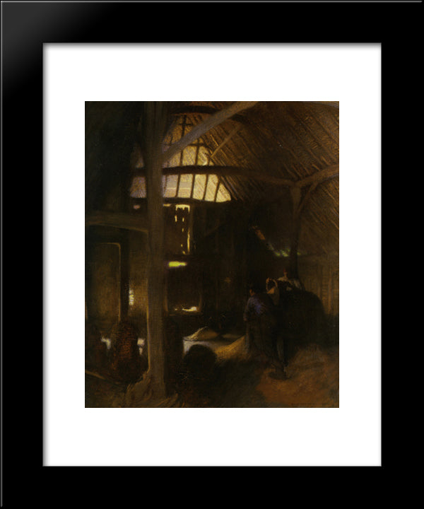 The Dark Barn 20x24 Black Modern Wood Framed Art Print Poster by Clausen, Sir George