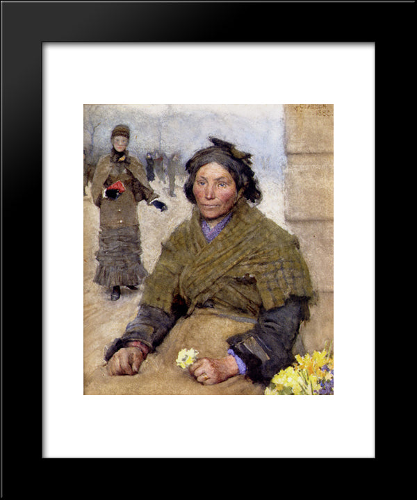 Flora, The Gypsy Flower Seller 20x24 Black Modern Wood Framed Art Print Poster by Clausen, Sir George
