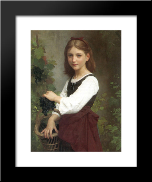 Young Girl Holding A Basket Of Grapes 20x24 Black Modern Wood Framed Art Print Poster by Bouguereau, Elizabeth Jane Gardner