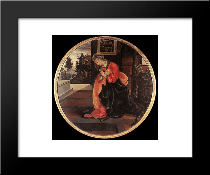 Virgin From The Annunciation 20x24 Black Modern Wood Framed Art Print Poster by Lippi, Filippino