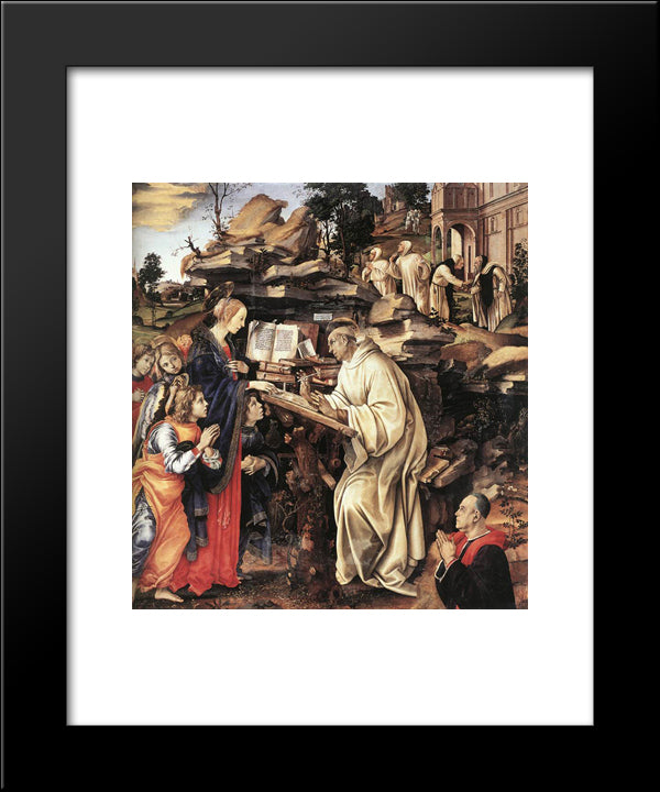 Apparition Of The Virgin To St Bernard 20x24 Black Modern Wood Framed Art Print Poster by Lippi, Filippino
