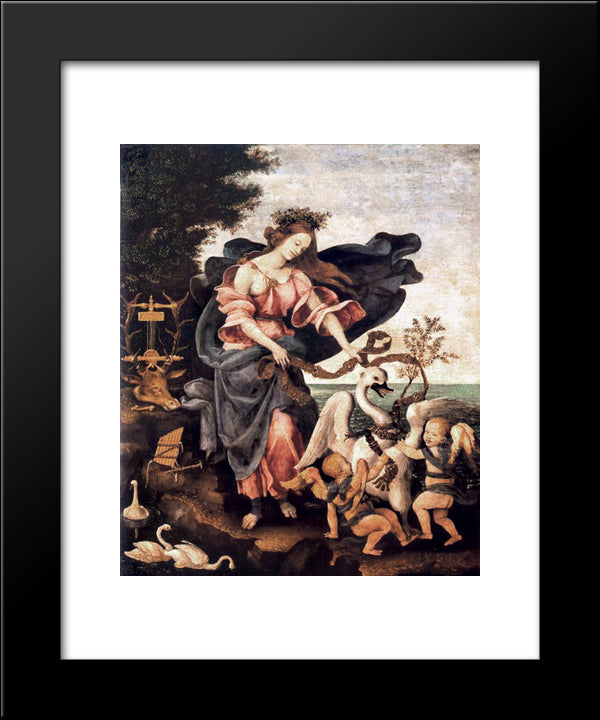 Allegory Of Music Or Erato 20x24 Black Modern Wood Framed Art Print Poster by Lippi, Filippino