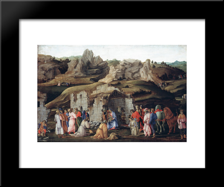 The Adoration Of The Magi 20x24 Black Modern Wood Framed Art Print Poster by Lippi, Filippino