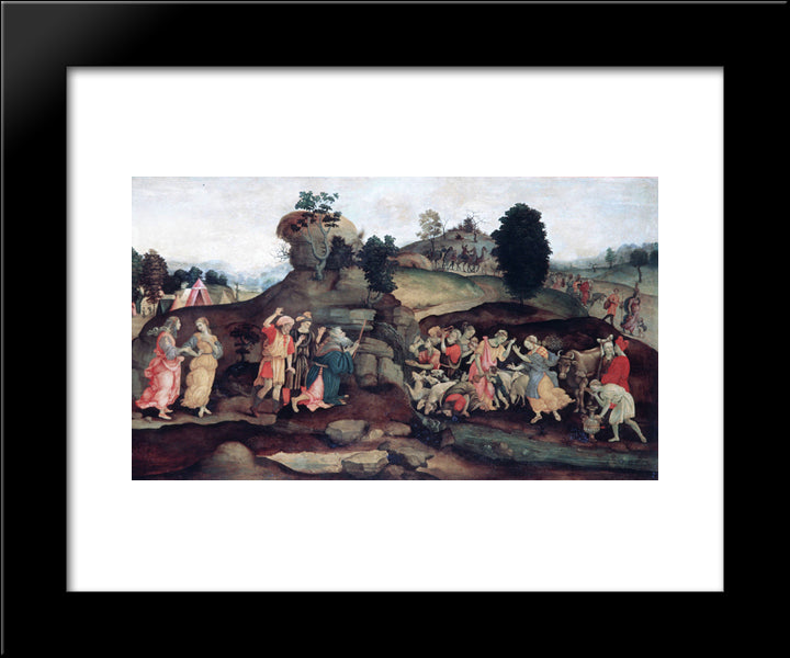 Moses Brings Forth Water Out Of The Rock 20x24 Black Modern Wood Framed Art Print Poster by Lippi, Filippino