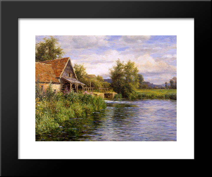 Cottage By The River 20x24 Black Modern Wood Framed Art Print Poster by Knight, Louis Aston