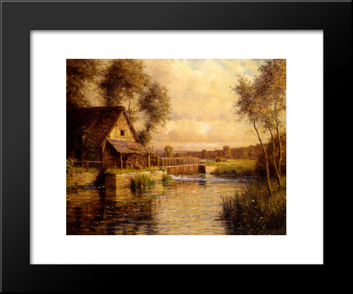Old Mill In Normandy 20x24 Black Modern Wood Framed Art Print Poster by Knight, Louis Aston