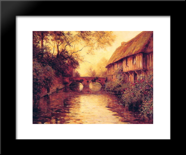 Houses By The River 20x24 Black Modern Wood Framed Art Print Poster by Knight, Louis Aston