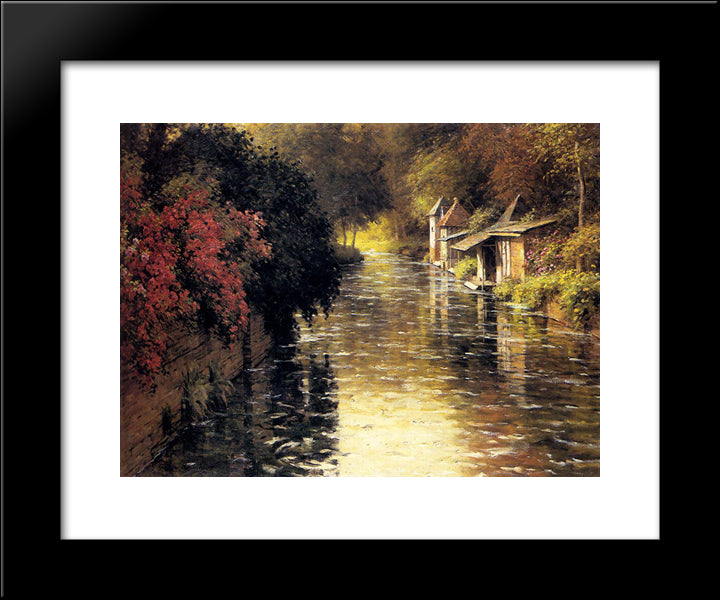 A French River Landscape 20x24 Black Modern Wood Framed Art Print Poster by Knight, Louis Aston