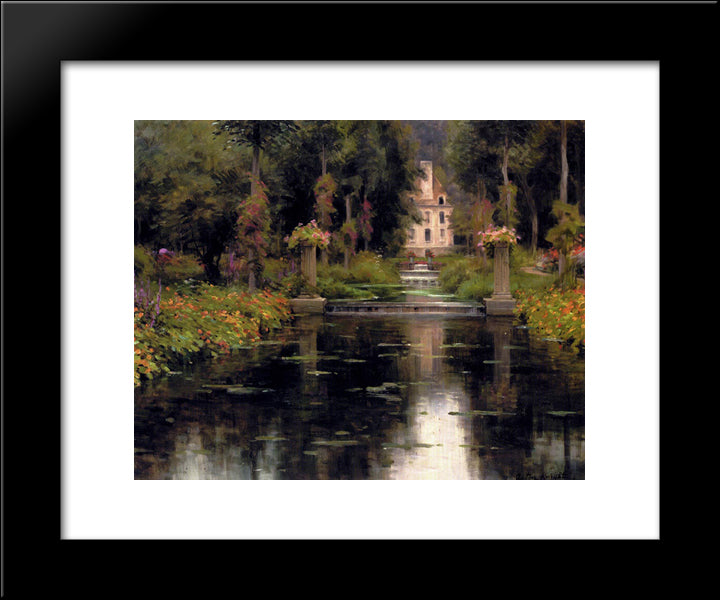 View Of A Chateaux 20x24 Black Modern Wood Framed Art Print Poster by Knight, Louis Aston