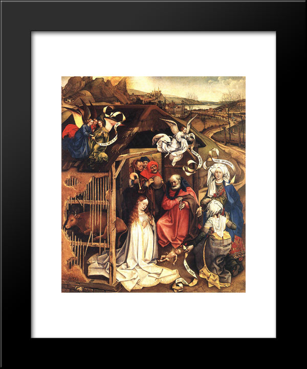 The Nativity 20x24 Black Modern Wood Framed Art Print Poster by Campin, Robert