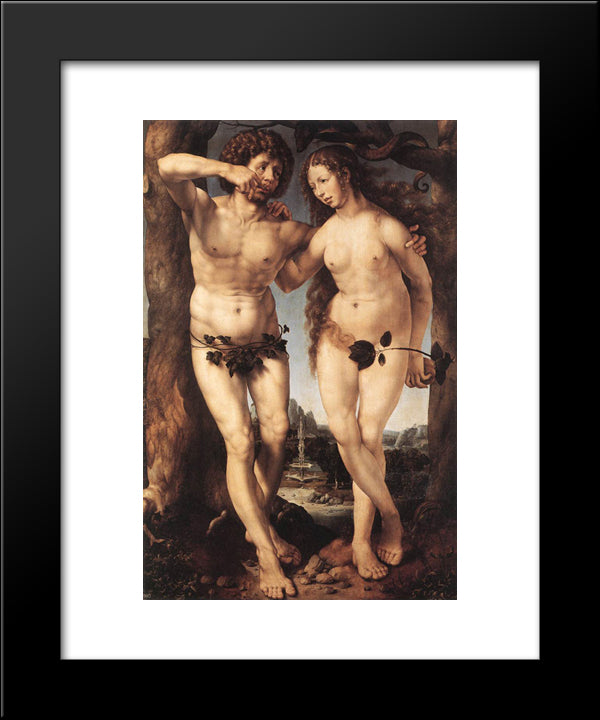 Adam And Eve 20x24 Black Modern Wood Framed Art Print Poster by Mabuse